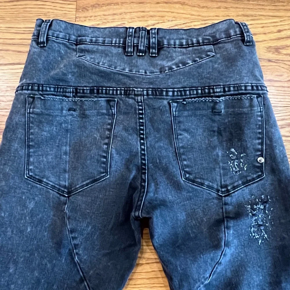 Men's Kollar Rockstar Buttonfly Jeans‎ Faded Vintage Black Size 30 x 31